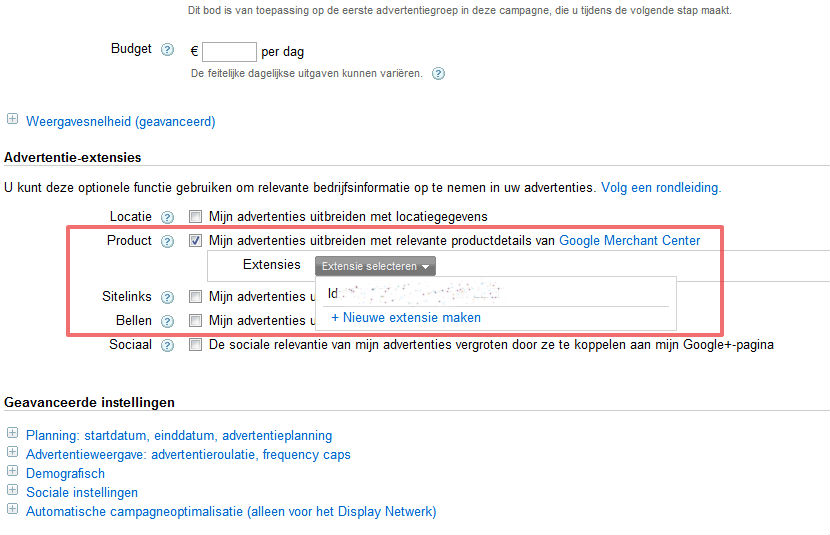 Product listing ad toevoegen in Google