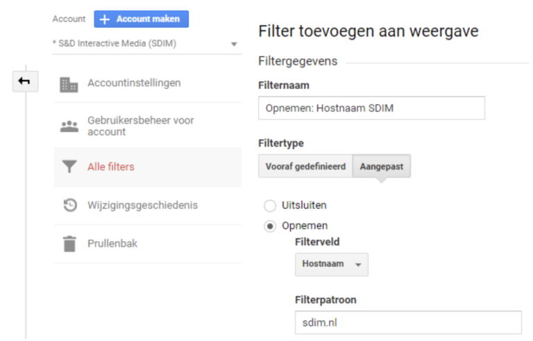 Hostname filter in Google Analytics