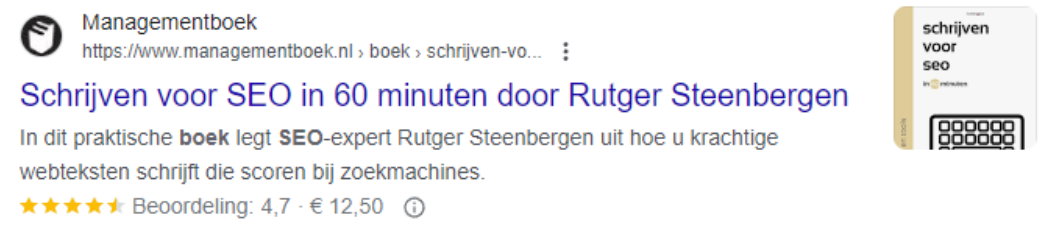 Structured data voor producten voorbeeld snippet