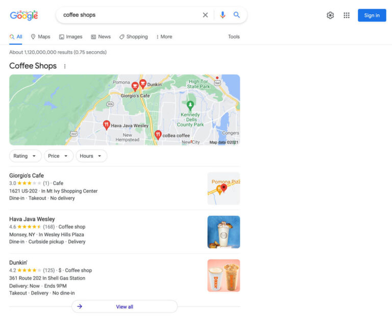 google local pack huidig