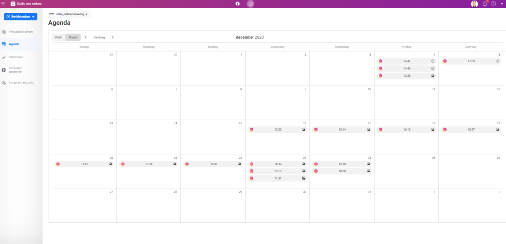 Instagram content kalender