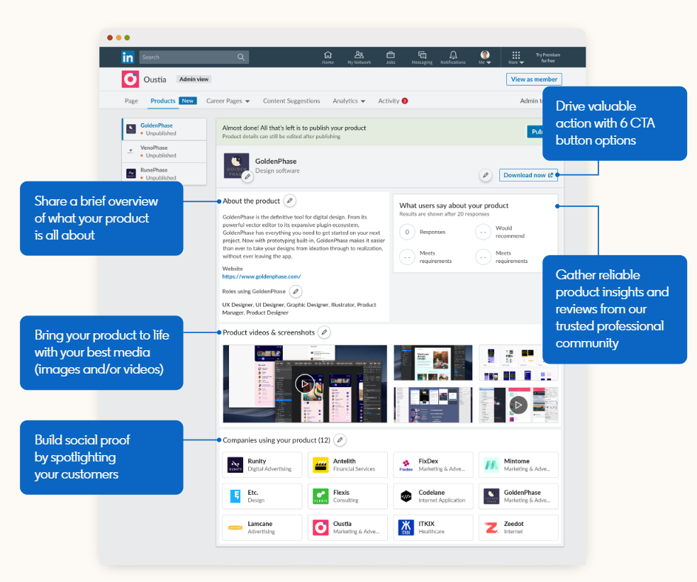 linkedin product tags