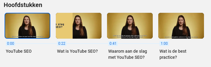 Hoofdstukken voor Youtube SEO
