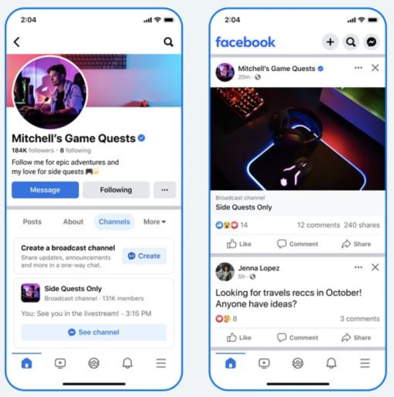 facebook broadcast channels