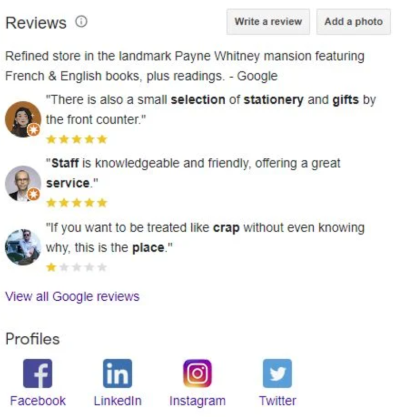 social media links reviews