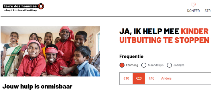 A/B test Terre des Hommes variant 1